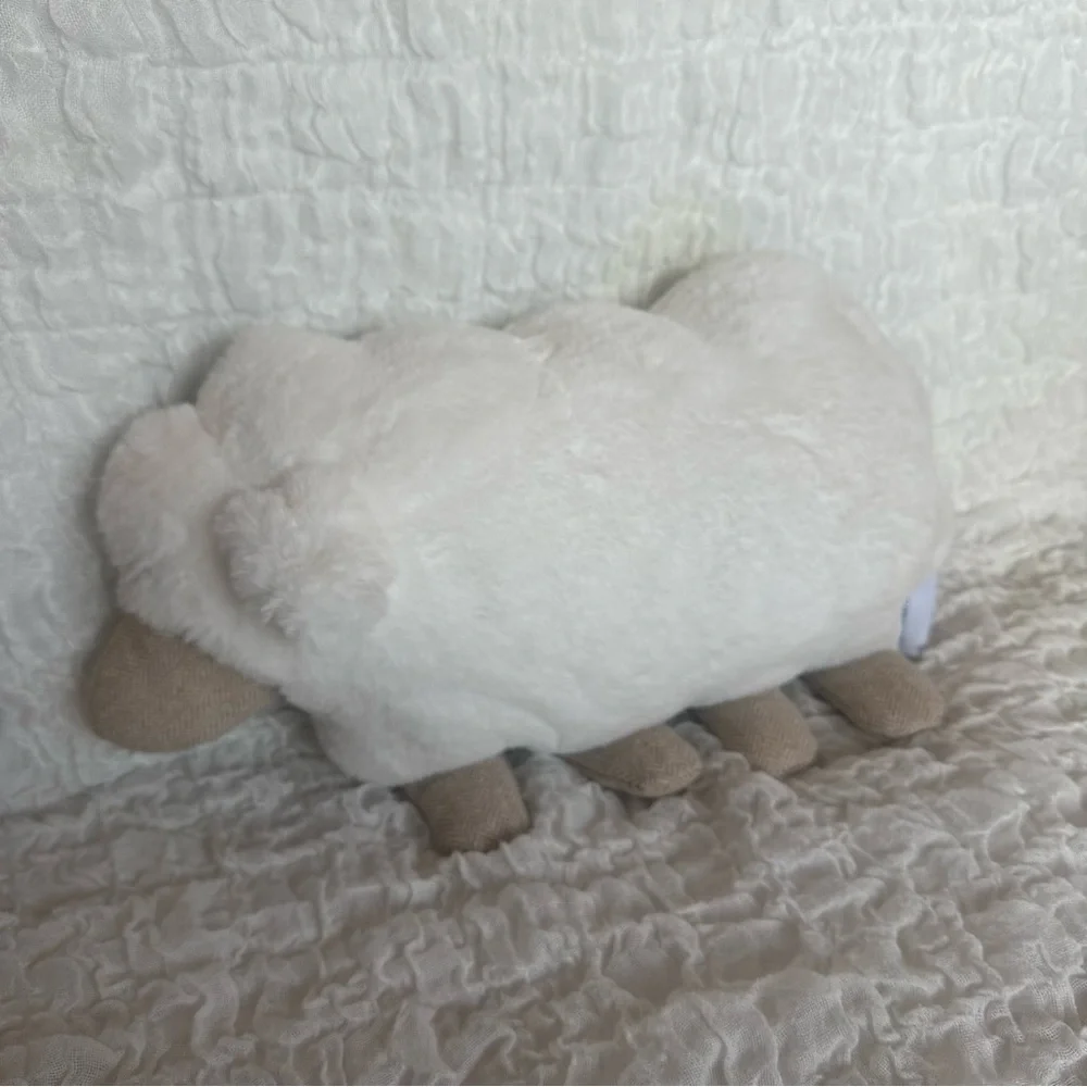 Sheep Plush Pillow Cream Faux Fur Cottagecore Nursery Decor Accent
